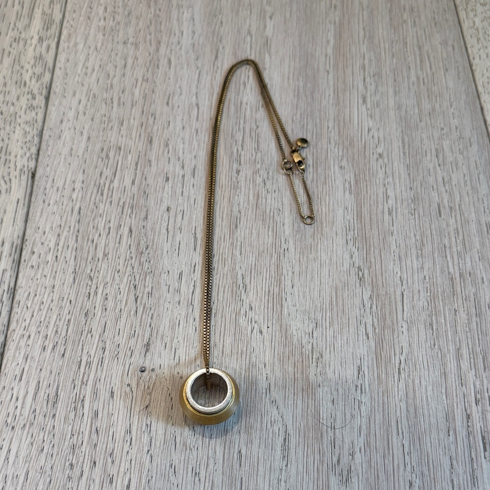Madewell Round Tire Charm Necklace in Vintage Gold & Silver